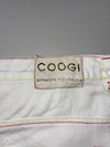 Coogi Multicolor Stitch White Denim Shorts embroidered (W:44) (L:26)