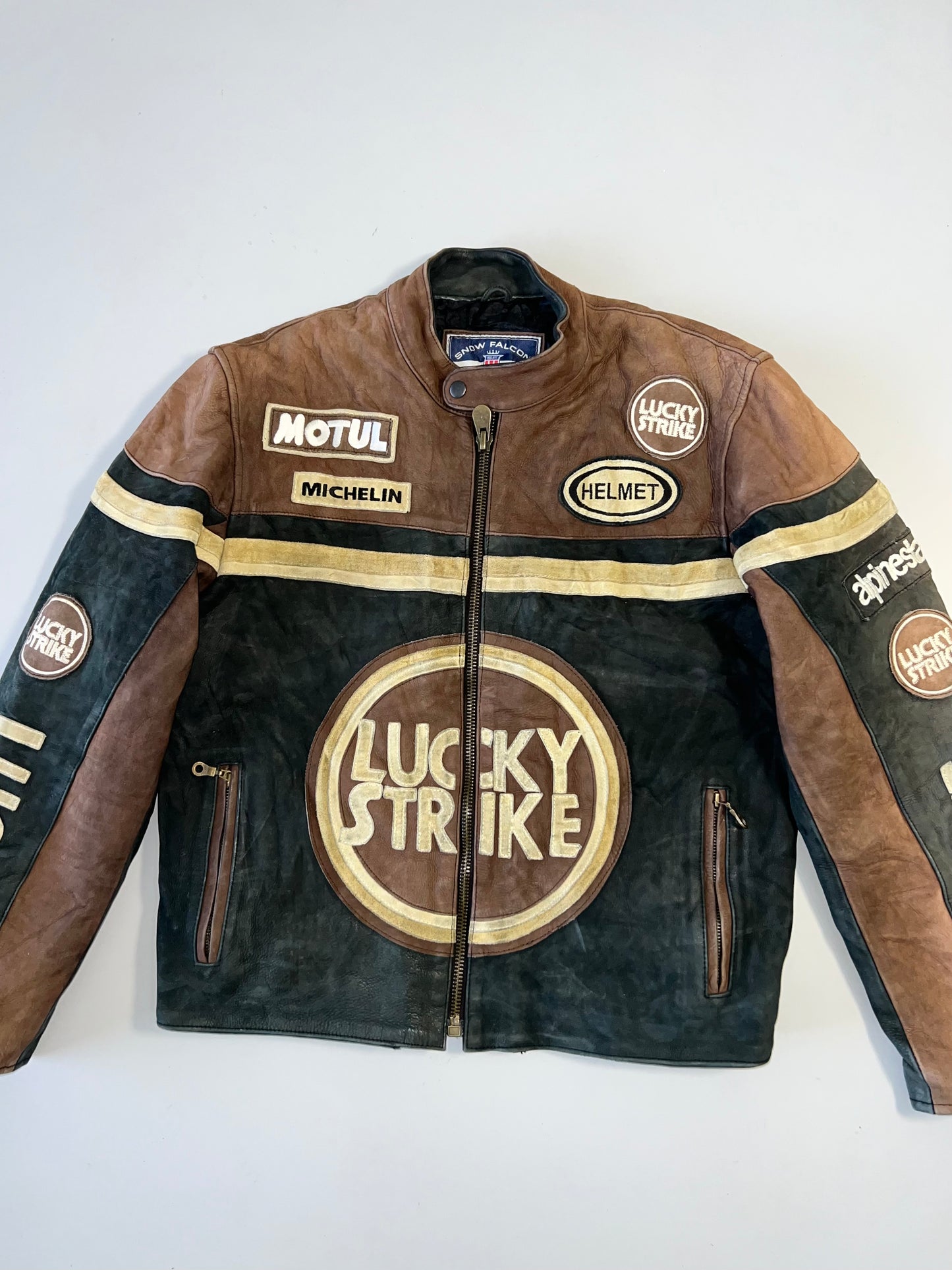 ZVintage Lucky Strike 90s (RARE FIND) Original Leather Jacket (M)