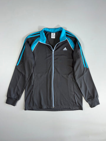Adidas 3-Stripe Full Zip Track Jacket – Charcoal/Turquoise (S)