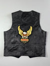 Vintage Leather Club Black Leather Biker Vest – Daytona '00 Eagle Patch (M)