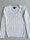 Ralph Lauren Sport Cable-Knit V-Neck Sweater – White woman’s(xs/s)