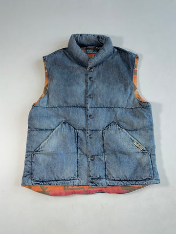 Vintage Polo Ralph Lauren Light Wash Denim Aztec Puffer Vest (L)
