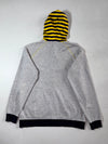 Vintage Adidas Grey Striped Trefoil Zip-Up Hoodie (XL)