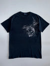 Tropical Tattoo Skull Wing Script Graphic T-Shirt Black (M)