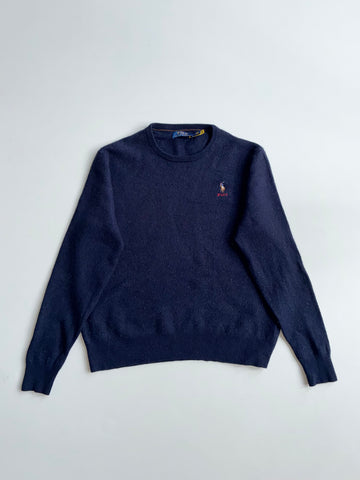 Polo Ralph Lauren Navy Multicolor Pony Crewneck Knit Sweater (S)