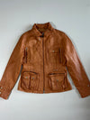 SHGT Tan Leather Utility Jacket with Cargo Pockets Women’s (S)
