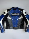 Vanucci by Enrico Vanucci High-Class Pure Leather Motorcycle Racing Jacket with Carbon Fiber Protectors & 3M Scotchlite (PADDED) (L/XL)