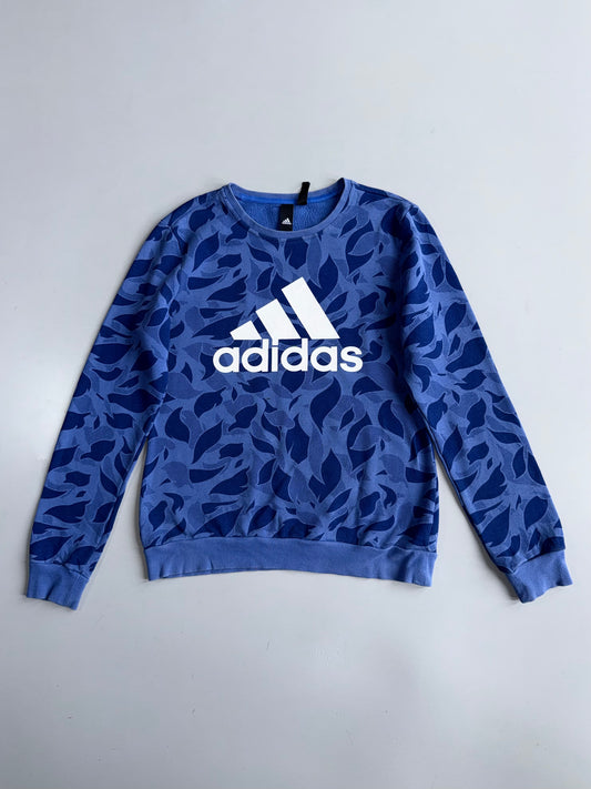 Adidas Blue Camo Print Big Logo Sweatshirt (S)