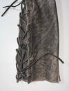 Echtes Leder Distressed Leather Side Lace-Up Biker Pants – Vintage Grey (W:32) (L:42)