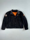Vintage Hellfire Black Canvas Patch Biker Jacket (2XL)