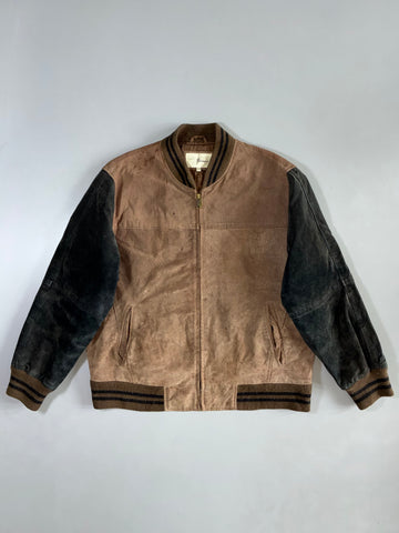 Penmans Brown Suede-Leather Varsity Bomber (XL/2Xl)