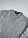 Tommy Hilfiger Heather Grey Premium Cotton V-Neck Sweater (S/M)