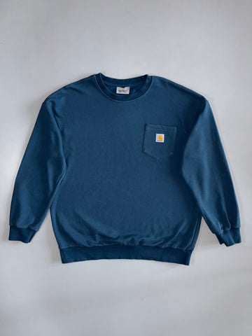 Carhartt WIP | “S/S Pocket” Loose Fit Long Sleeve Tee | Steel Blue (XL)