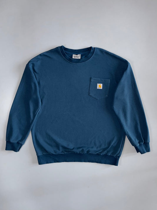 Carhartt WIP | “S/S Pocket” Loose Fit Long Sleeve Tee | Steel Blue (XL)