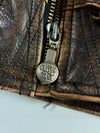 Vintage 90s Classic Gear Distressed Brown Leather Biker Jacket (XL)