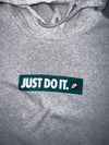 Nike Just Do It Grey Hoodie Green Box Logo Pullover Size (M)