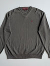 Vintage Marlboro Classics Olive Grey V-Neck Knit Sweater (M)