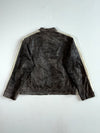 Vintage Le Frog Brown Suede Striped Racer Jacket (2XL)