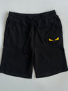 Fendi Monster Eyes Black Sweat Shorts Embroidered Logo (W:33) (L:21.5)
