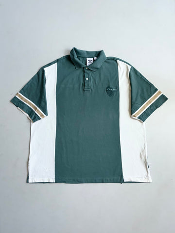 Vintage Adidas Green Colour Block Oversized Polo TShirt (3XL)