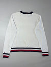 Tommy Hilfiger Hilfiger Embossed Logo Crewneck Sweatshirt Stripe Trim – White / Navy  (M)
