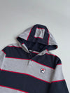 Fila Navy & Grey Striped Hooded Henley | Size (S/M)