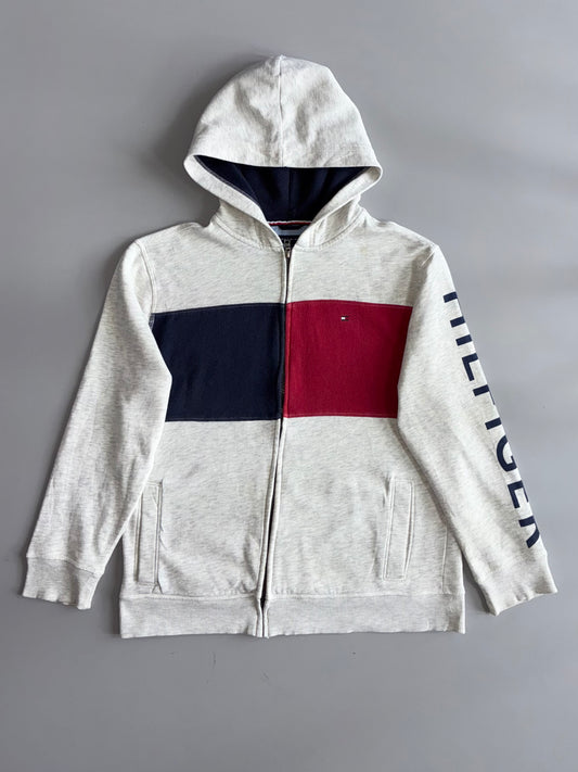 Tommy Hilfiger | Flag Colorblock Zip Hoodie | Grey/Navy/Red (M)