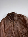Canda Collection Black Leather Bomber Jacket (XL)