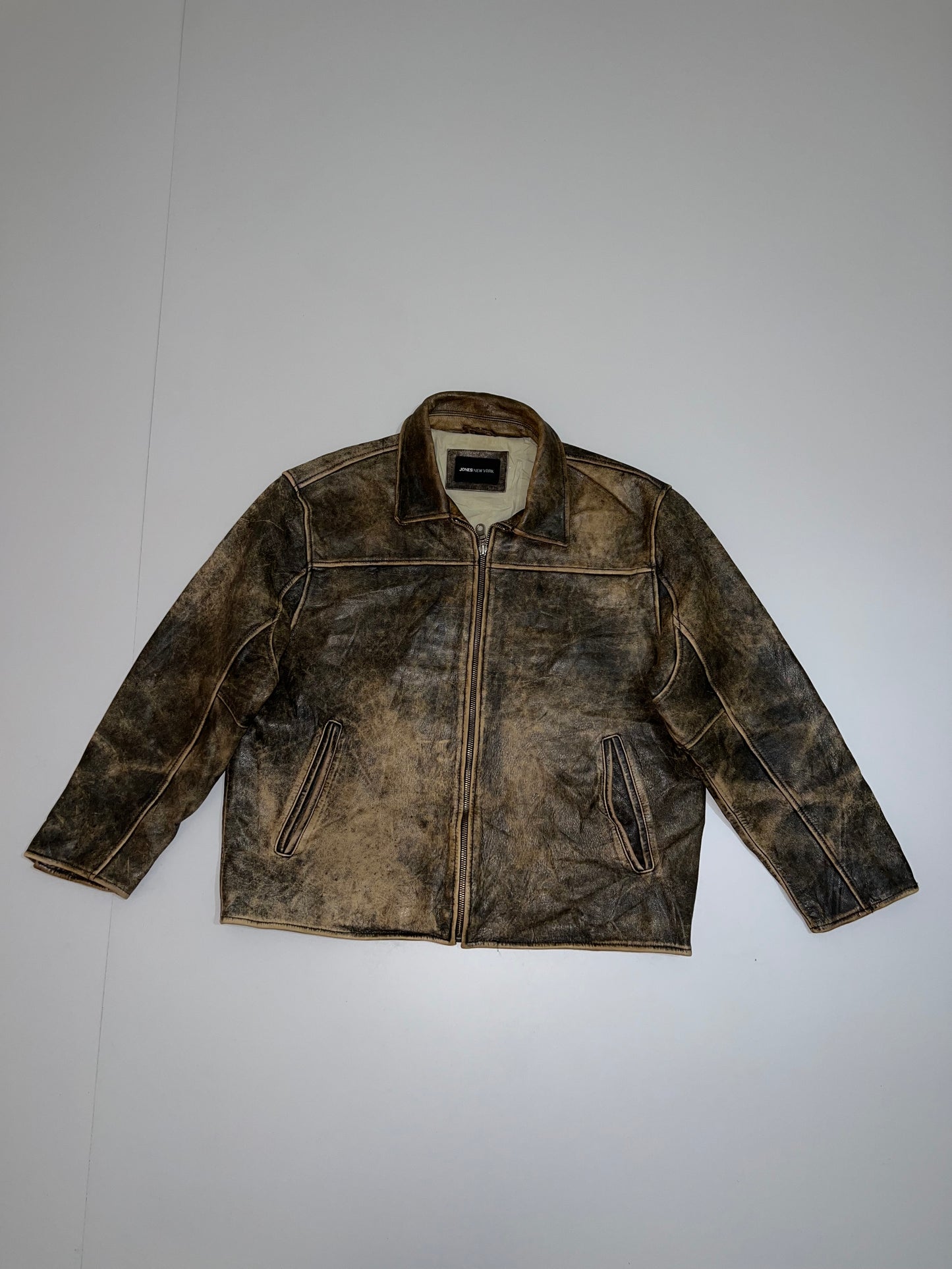 ZSuper Premium Vintage Original Jones New york Leather Jacket (RARE) (XL/2XL)