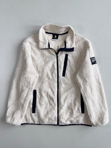 Black Yak Cream Sherpa Fleece Zip Jacket with Navy Trim (L)