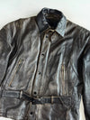 Vintage Hein Gericke Distressed Black Leather Belted Moto Jacket (M)