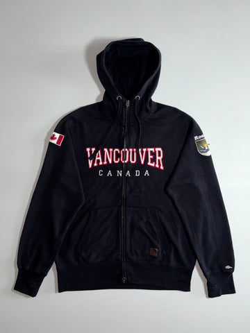 Roots Vancouver Canada Embroidered Zip Hoodie Black Canadian flag patch (XL)