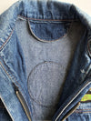 Bang Bang Vintage Denim Biker Vest – Embroidered Patches (Royal Navy, Border Patrol, Eagle) (S)