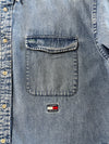 Vintage 90s Tommy Jeans Acid Wash Denim Button-Down Shirt (2XL/3XL)
