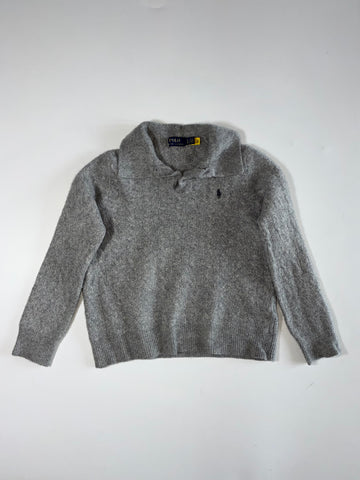 Polo Ralph Lauren Grey Collared Knit Sweater with Pony Logo – Size (XS/S)