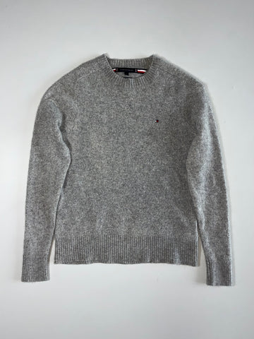 Tommy Hilfiger Flag Logo Crewneck Sweater, Heather Grey(XS)