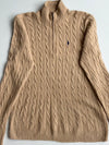 Polo Ralph Lauren Camel Cable Knit Quarter-Zip Sweater women’s (L)