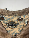 Vintage Arroy Distressed Leather Aviator Bomber Jacket – Tan Brown – Aviation Print Lining (XL)
