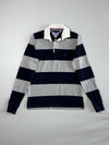 Tommy Hilfiger Block Stripe Rugby Polo Shirt — Navy / Grey Long Sleeve (S)