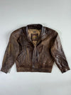 Adventure Bound Distressed Brown Leather Bomber Jacket (XL)