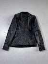 Multiplex Black Pure Leather Jacket Contrast-Stitch Collared Jacket (L)