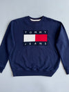 Tommy Jeans Flag Crewneck Sweatshirt | Navy Blue | Big Logo(M)
