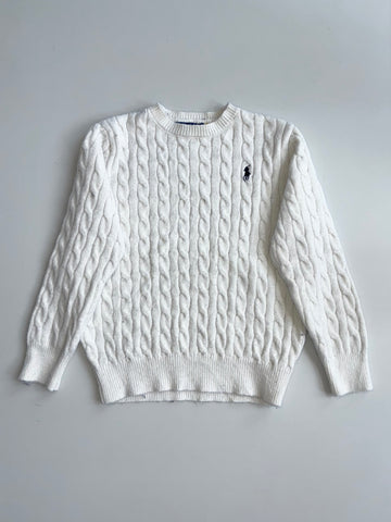 Polo Ralph Lauren Cream Cable Knit Crewneck Sweater (S)