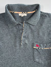 Burberry London | Nova Check Trim Long Sleeve Polo | Grey | Size L