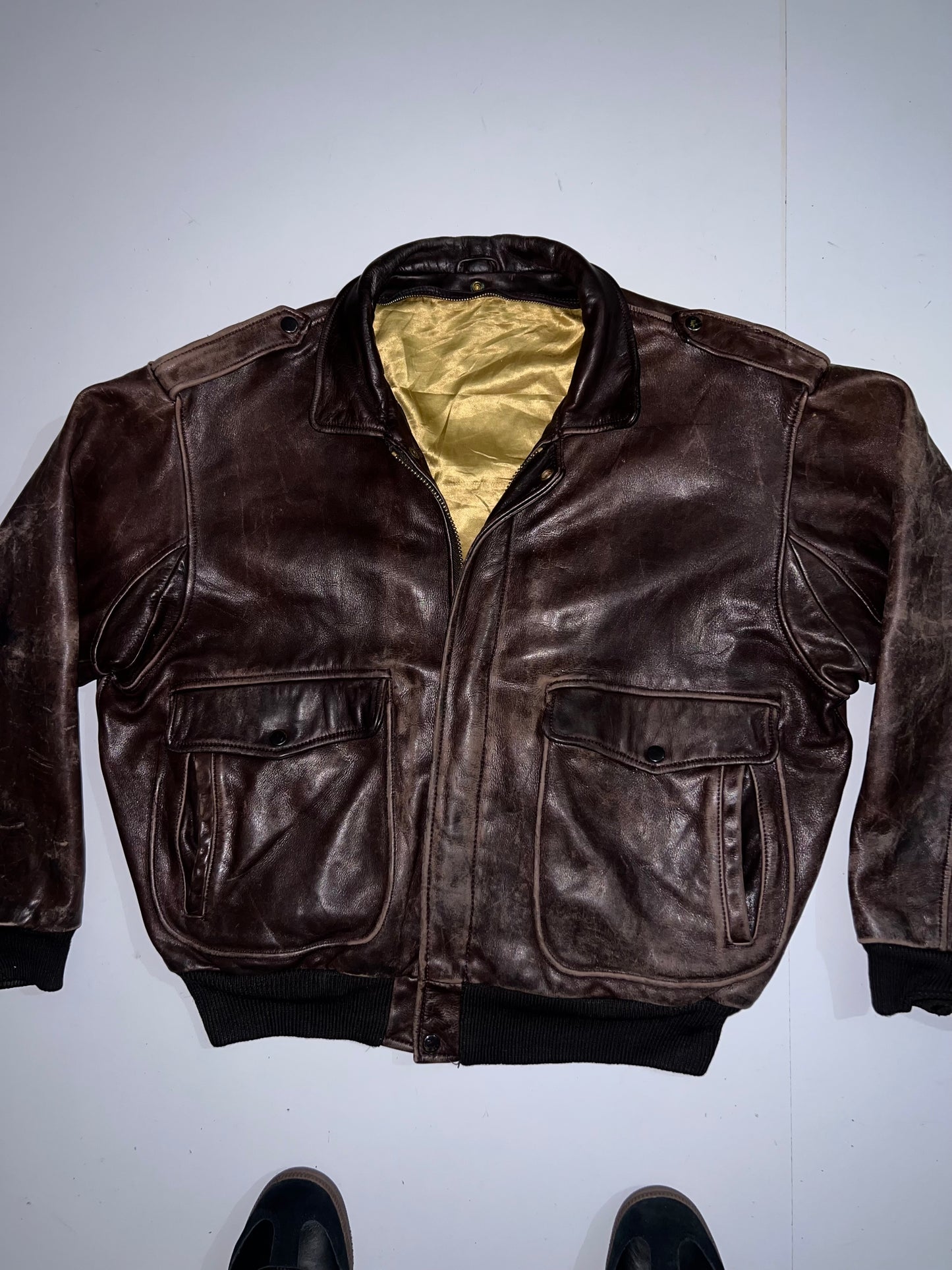 ZSuper Rare Vintage Brown Original Leather Jacket (XL/2XL)