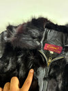 Ecrase Black Fur Front Leather Zip Jacket, Women’s (S)
