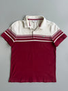 Lacoste Slim Fit Burgundy White Striped Pique Polo T-Shirt (S)