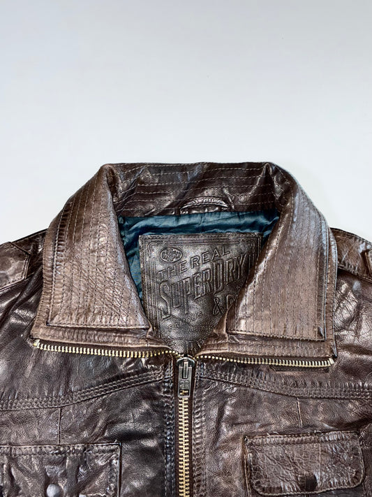 The Real Superdry Premium Original Pure Leather Jacket (M)
