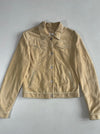 Closed Tan Suede Western Yoke Jacket with Piped Trim & Snap Buttons (S)
