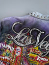 Vintage 1987 Alamo Designs | Rare Hand-Painted Rhinestone Denim Jacket | Las Vegas (XL)